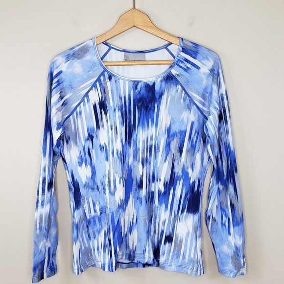 Athleta Tops - Athleta | Blue Ikat Print Long Sleeve Top